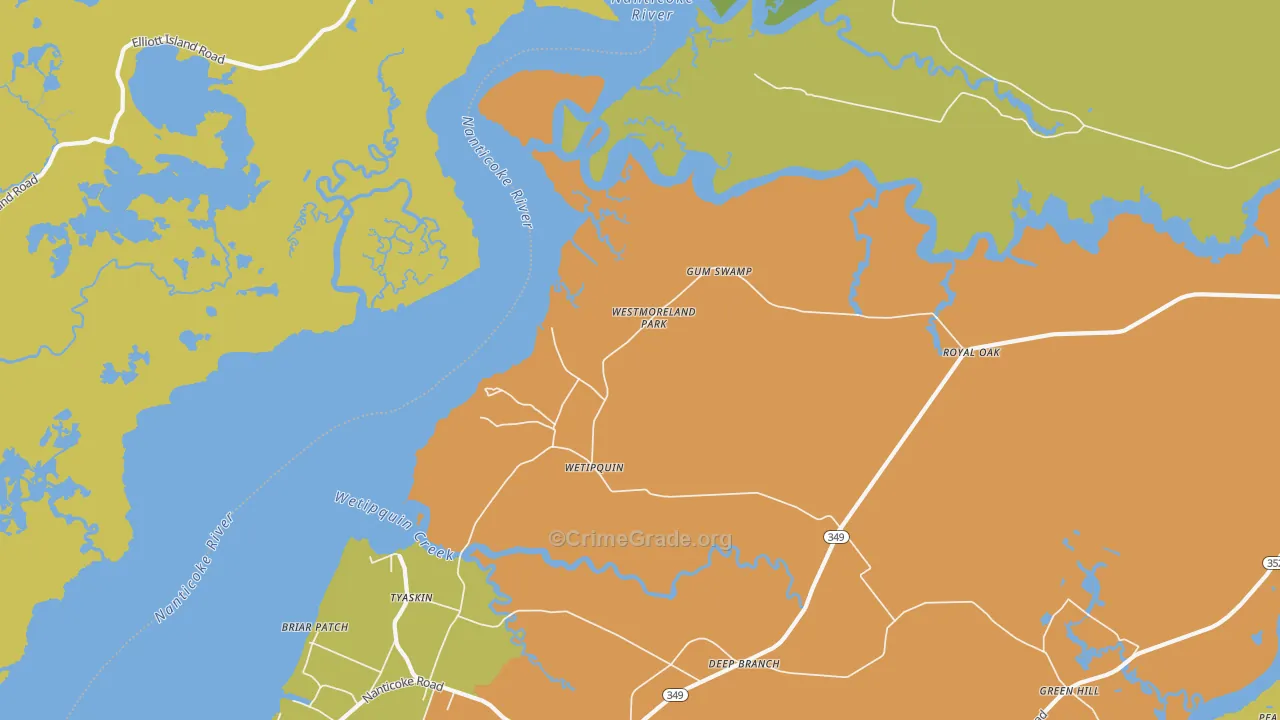 Wetipquin, MD Map of Assault Rates