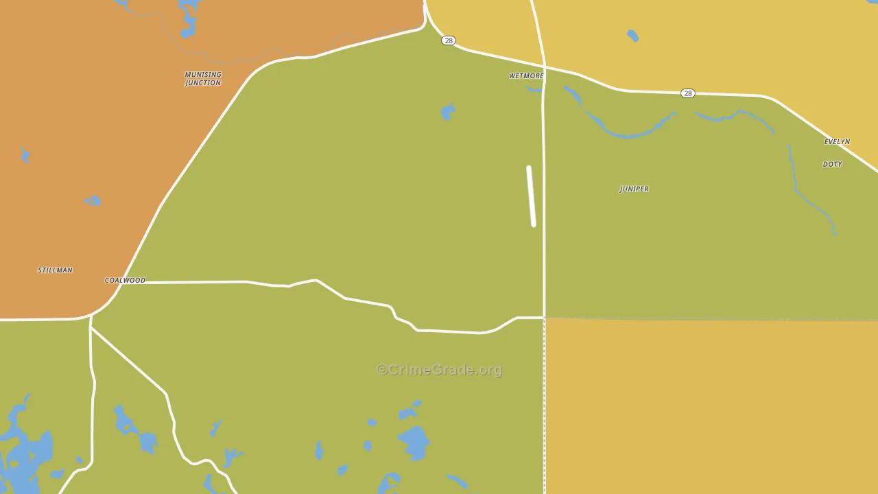 Wetmore, MI Map of Assault Rates