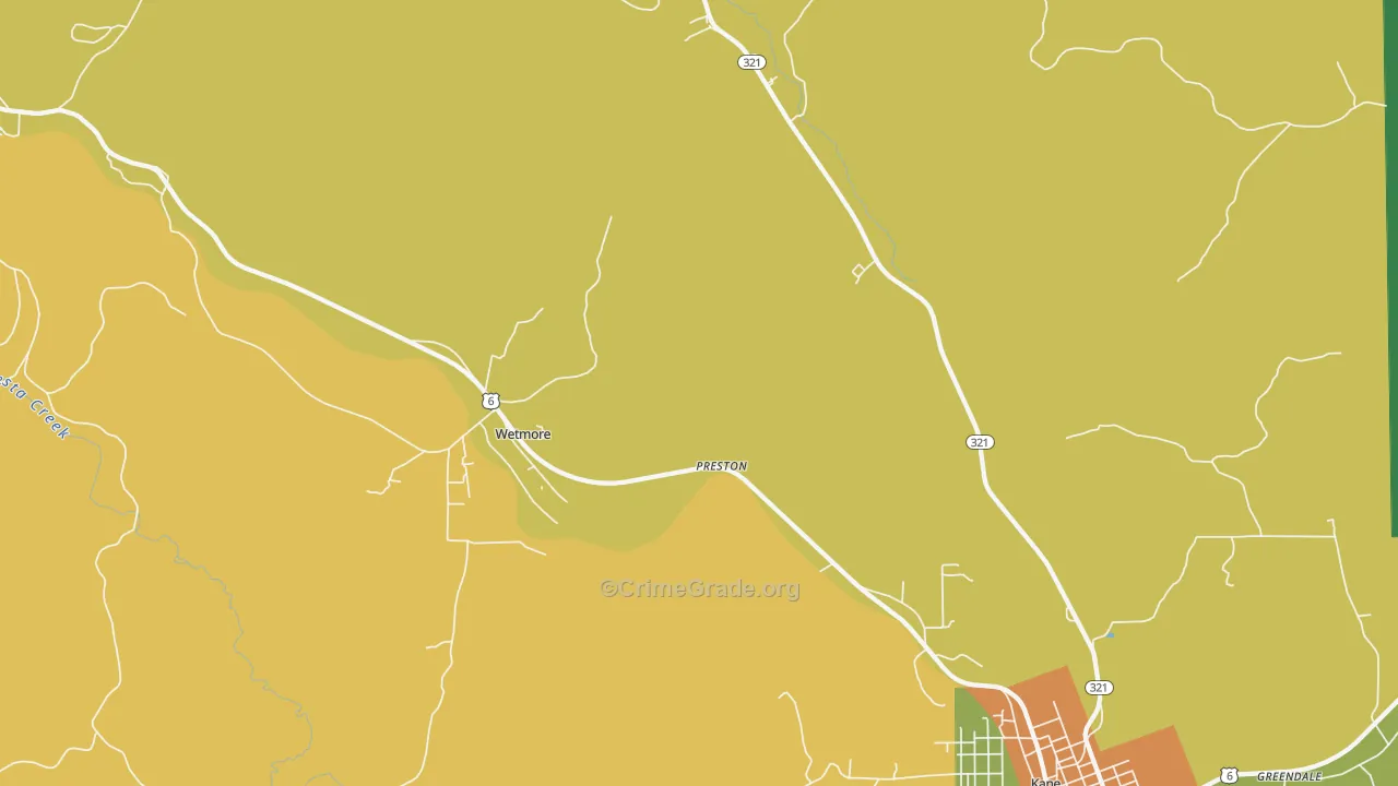 Wetmore, PA Map of Assault Rates