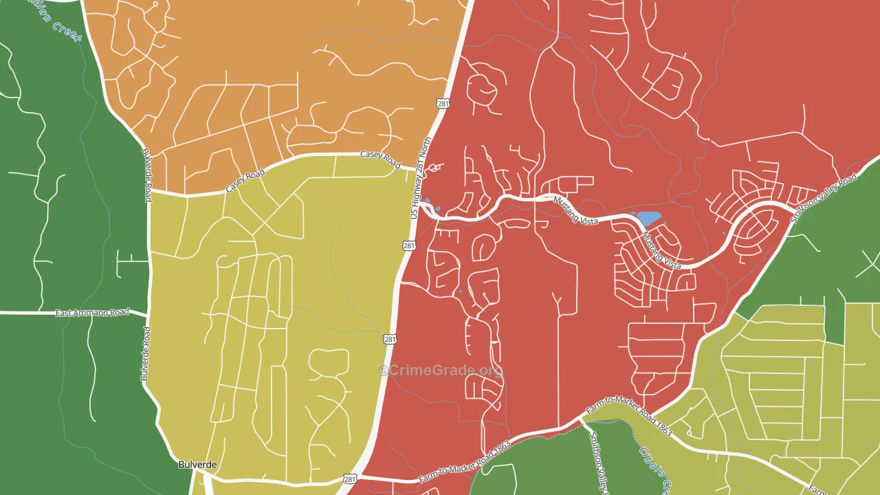 Wetmore, TX Map of Assault Rates