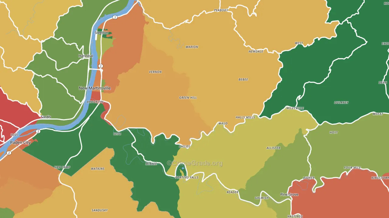 Wetzel County, WV Map of Assault Rates