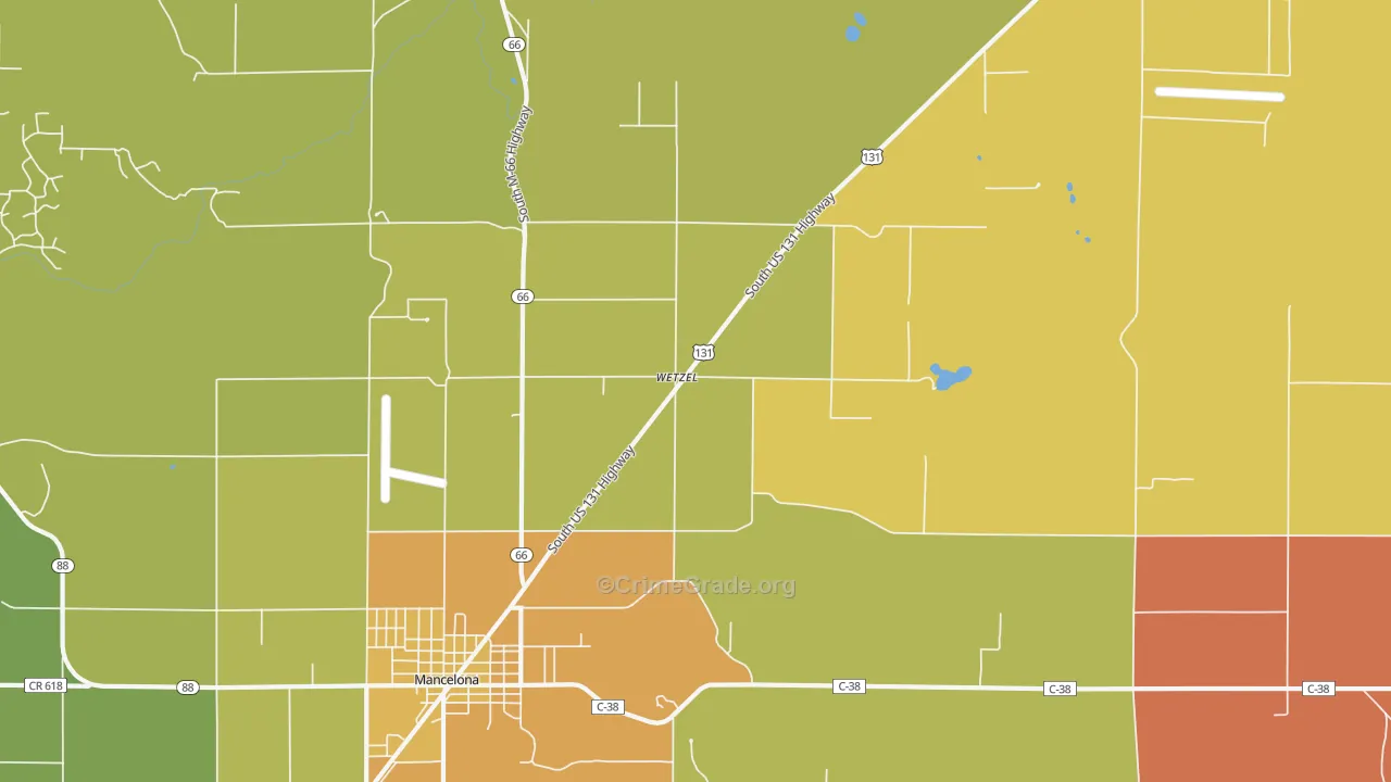 Wetzel, MI Map of Assault Rates