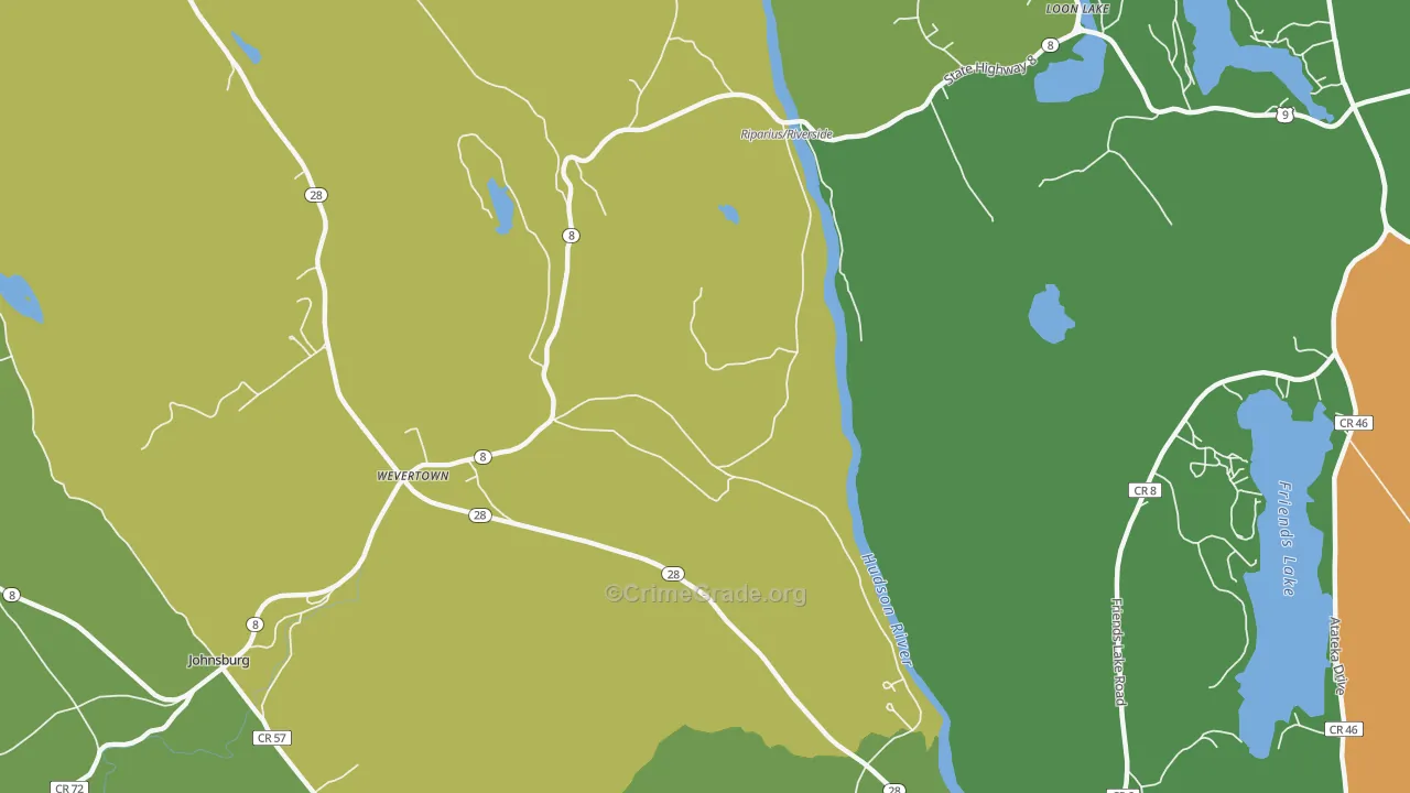 Wevertown, NY Map of Assault Rates