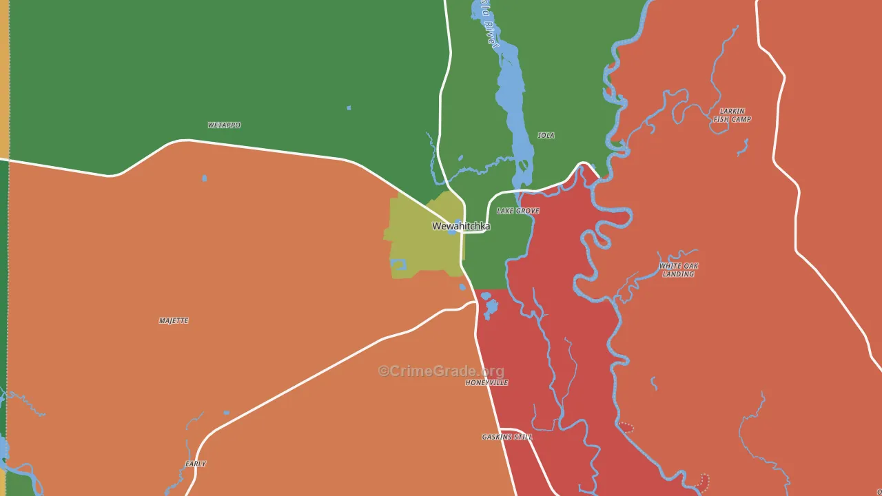 Wewahitchka, FL Map of Assault Rates