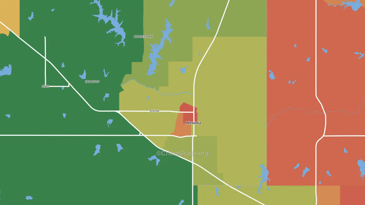 Wewoka, OK Map of Assault Rates