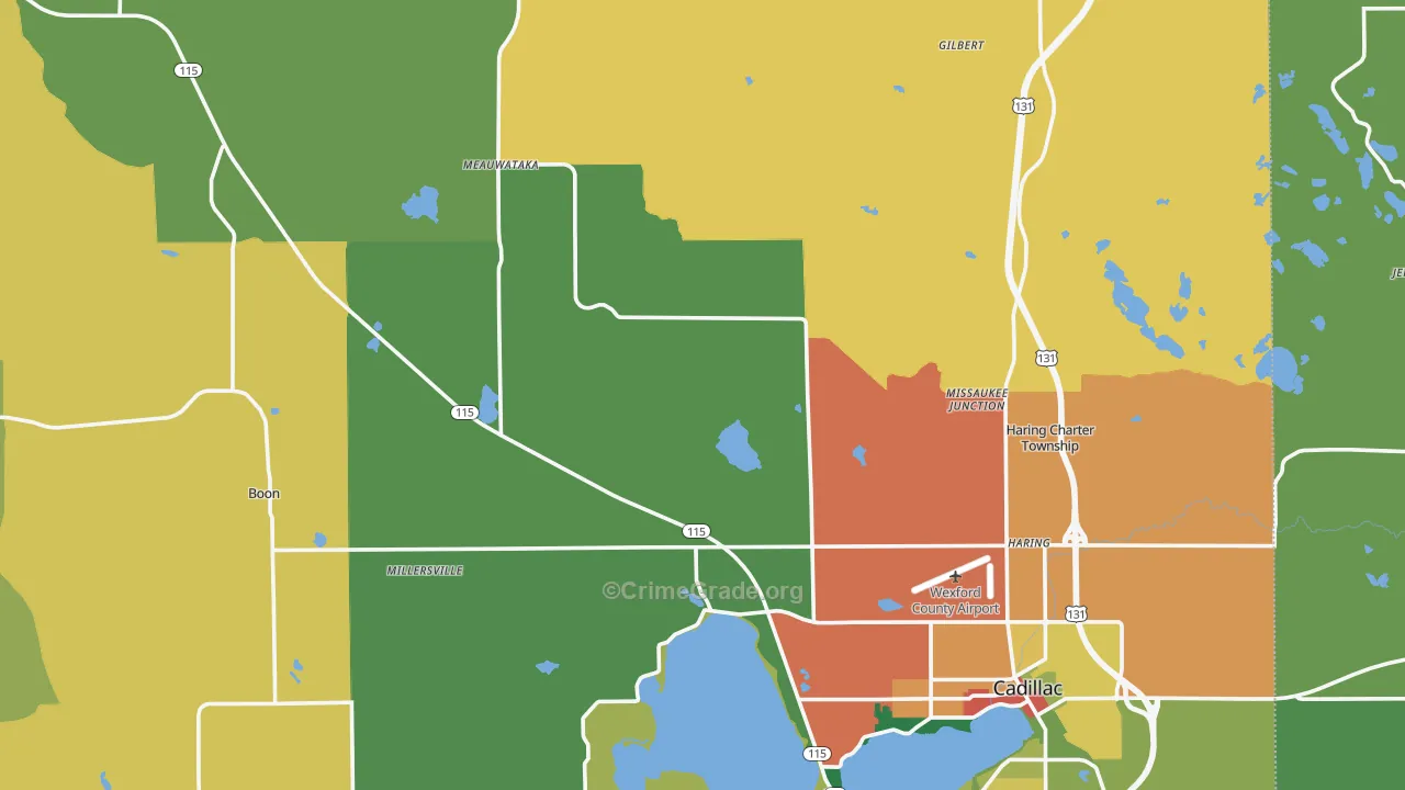 Wexford County, MI Map of Assault Rates