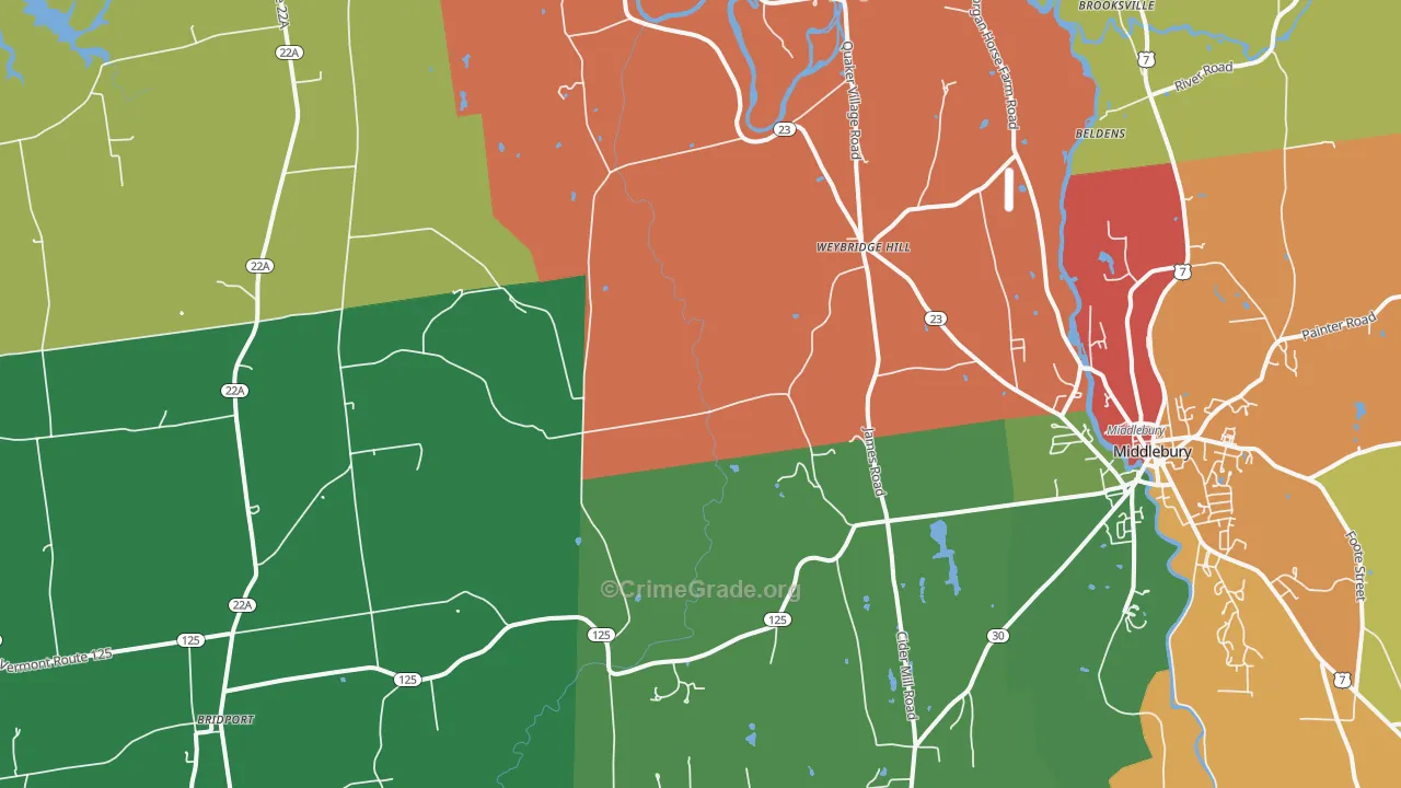 Weybridge Hill, VT Map of Assault Rates