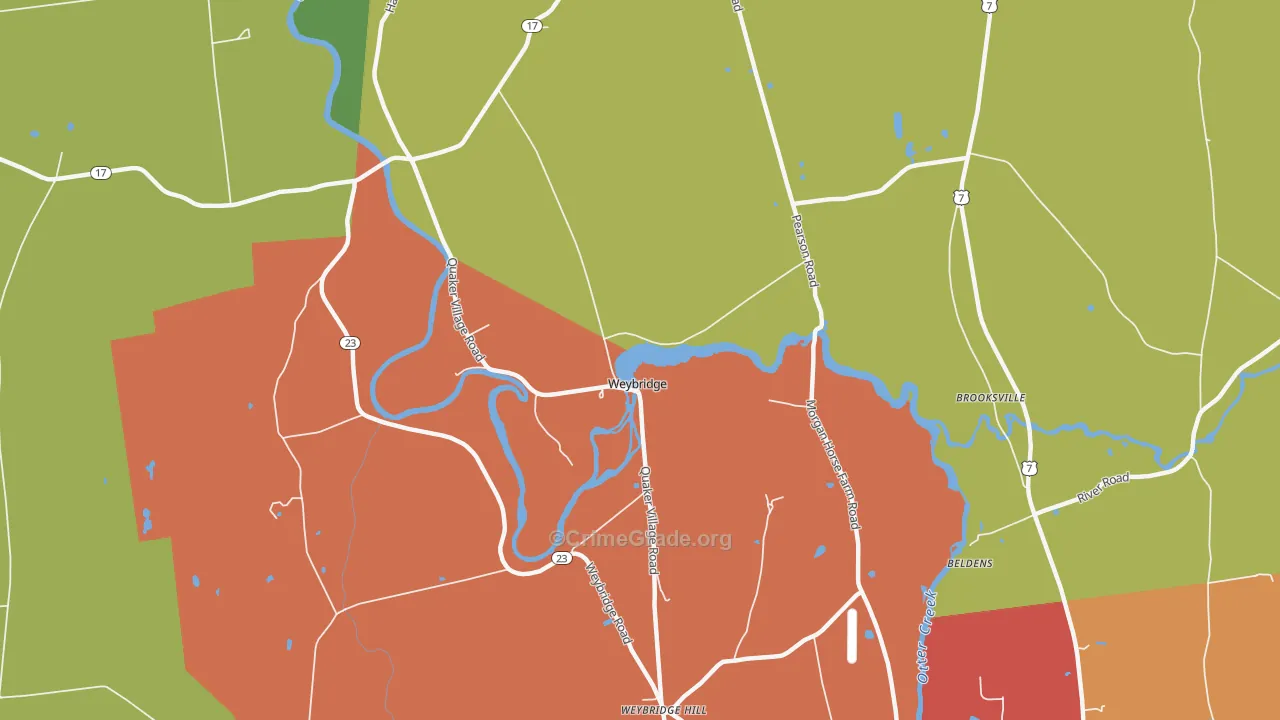 Weybridge, VT Map of Assault Rates