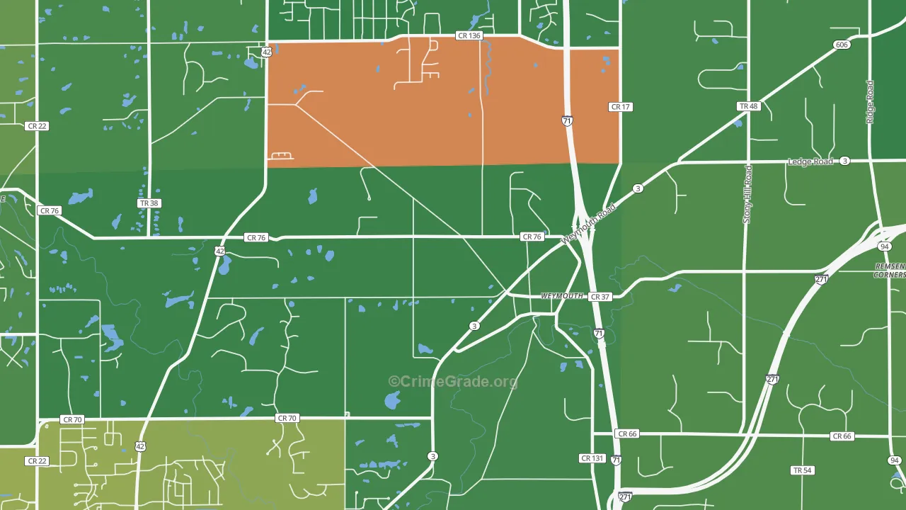 Weymouth, OH Map of Assault Rates