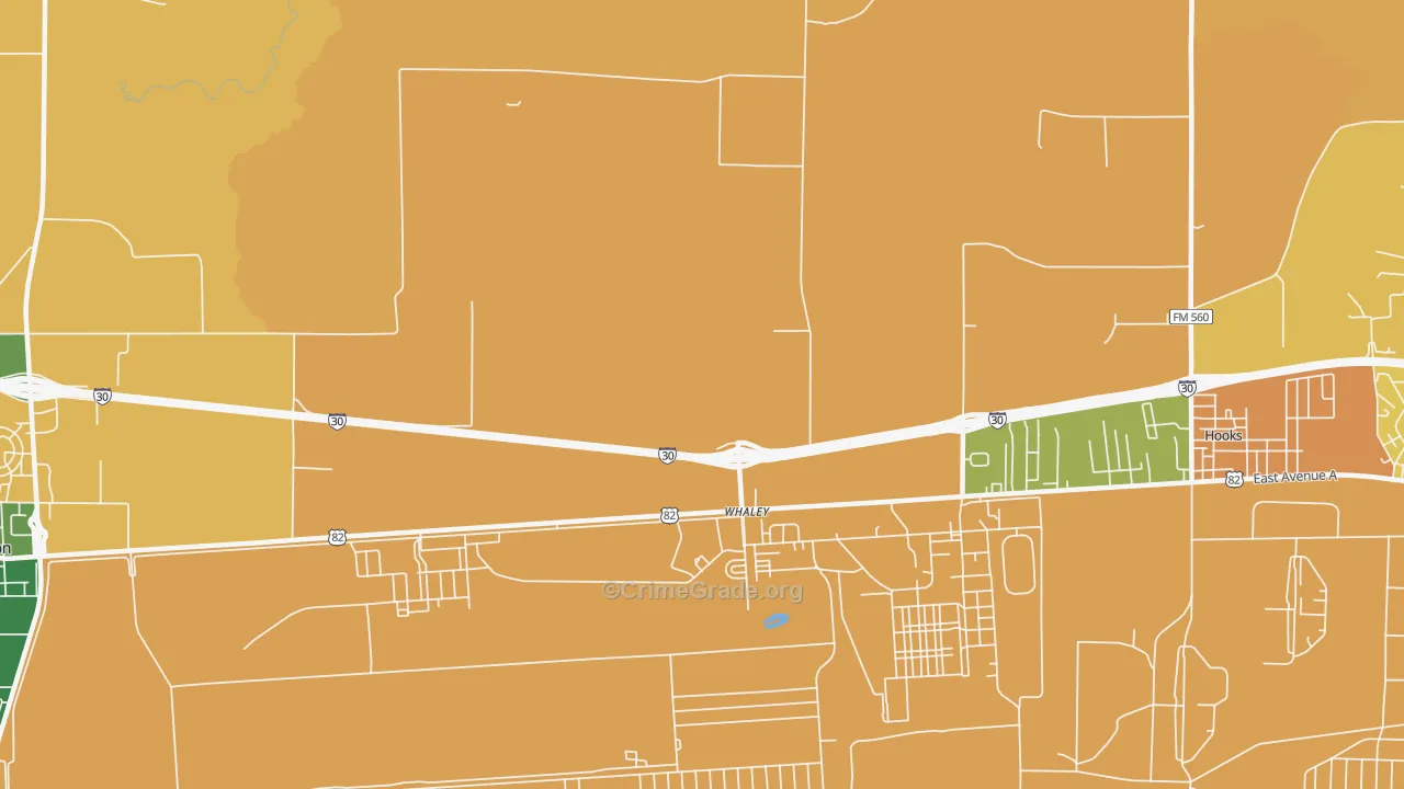 Whaley, TX Map of Assault Rates