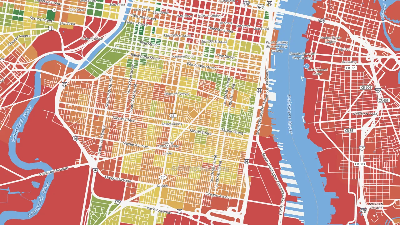 Wharton-Hawthorne-Bella Vista, Philadelphia, PA Map of Assault Rates