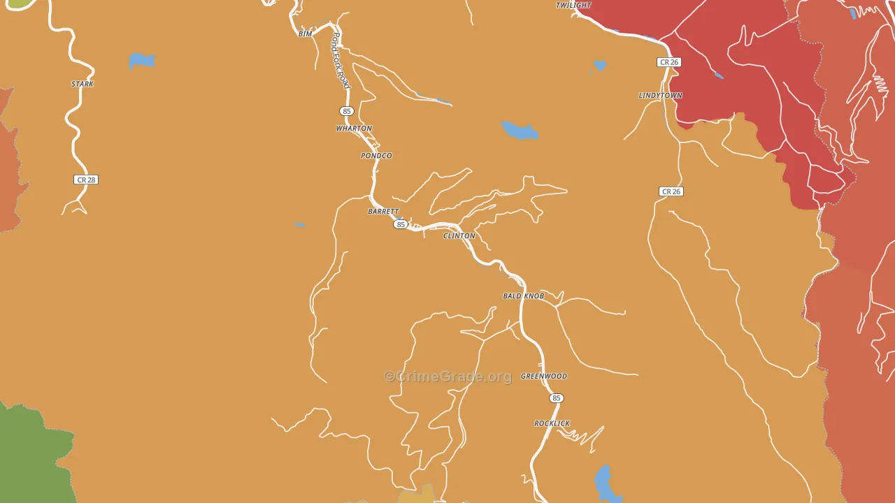 Wharton, WV Map of Assault Rates