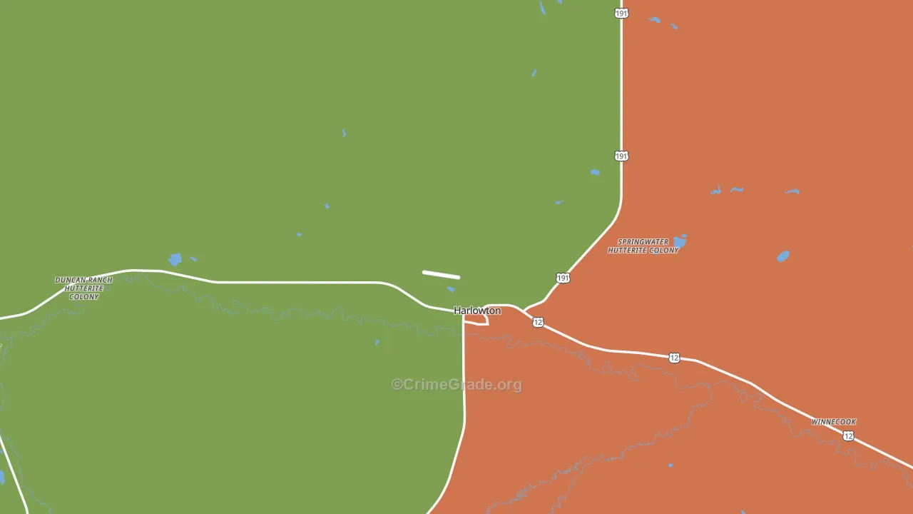 Wheatland County, MT Map of Assault Rates