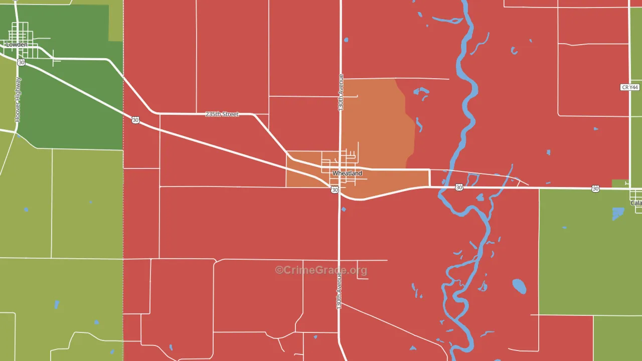 Wheatland, IA Map of Assault Rates