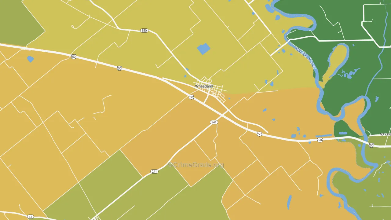 Wheatland, IN Map of Assault Rates
