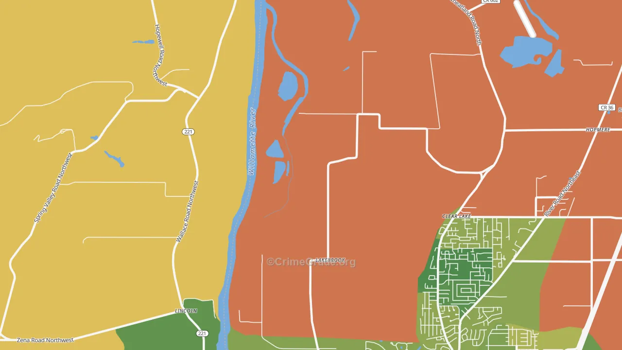 Wheatland, OR Map of Assault Rates