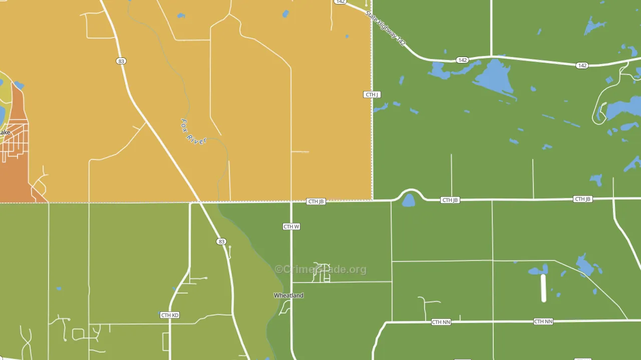 Wheatland, WI Map of Assault Rates