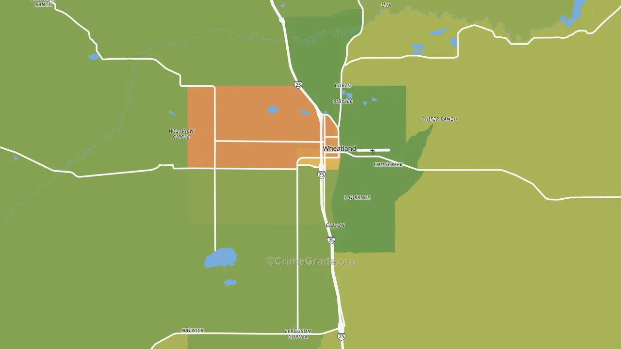 Wheatland, WY Map of Assault Rates