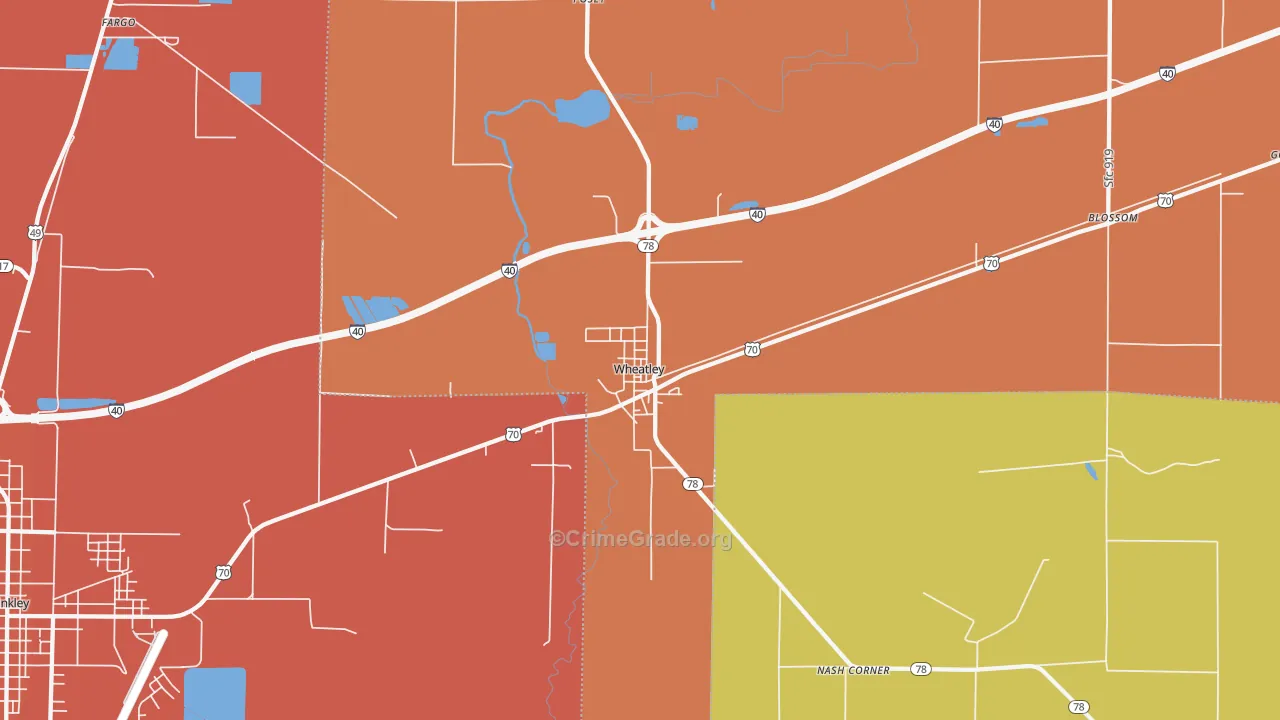 Wheatley, AR Map of Assault Rates