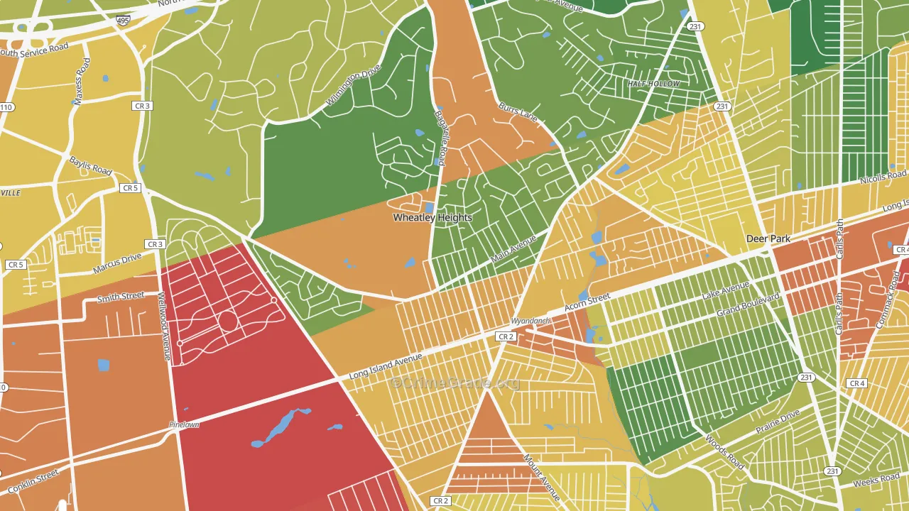 Wheatley Heights, Wyandanch, NY Map of Assault Rates