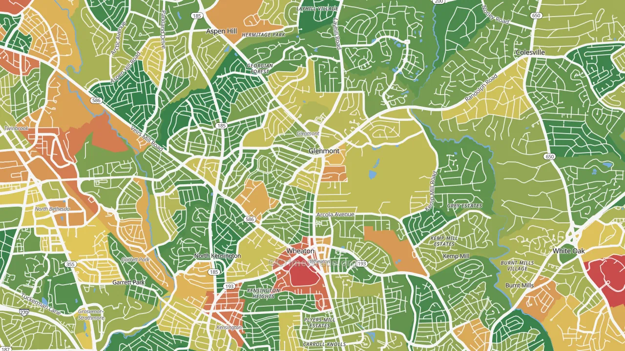 Wheaton-Glenmont, Wheaton, MD Map of Assault Rates
