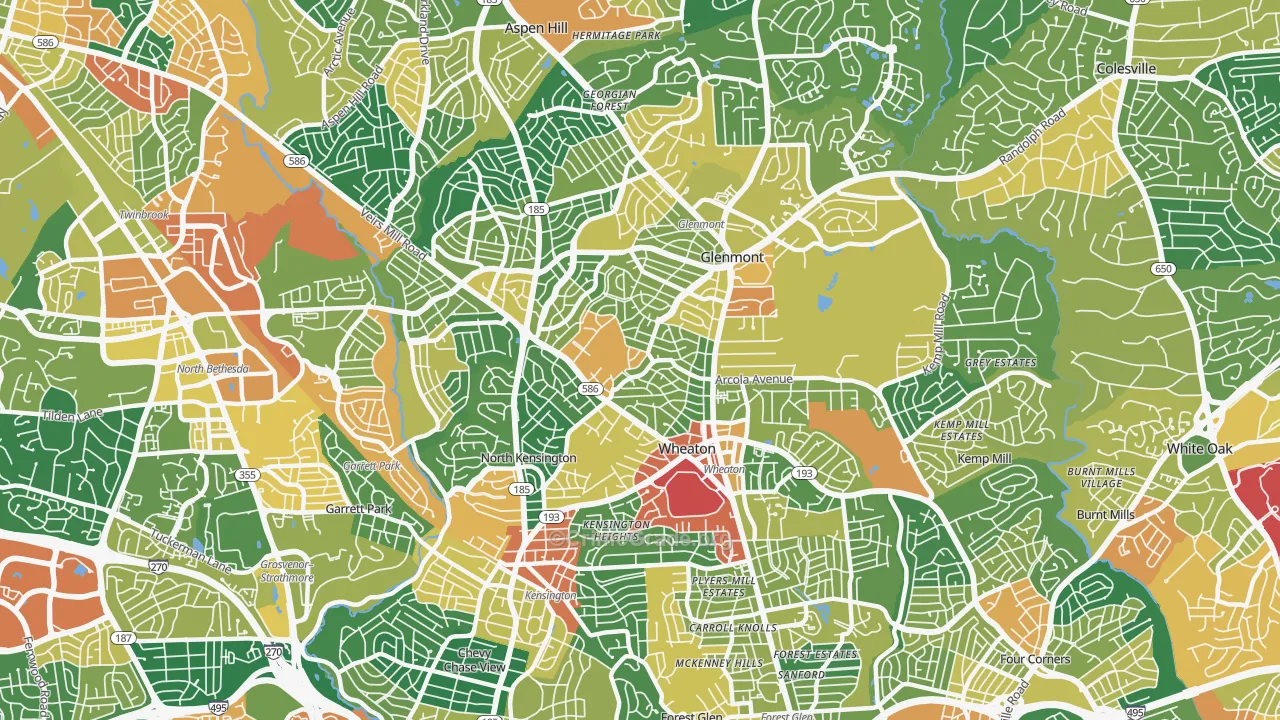 Wheaton, MD Map of Assault Rates