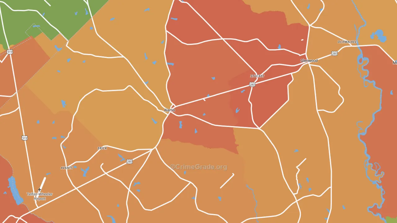 Wheeler County, GA Map of Assault Rates