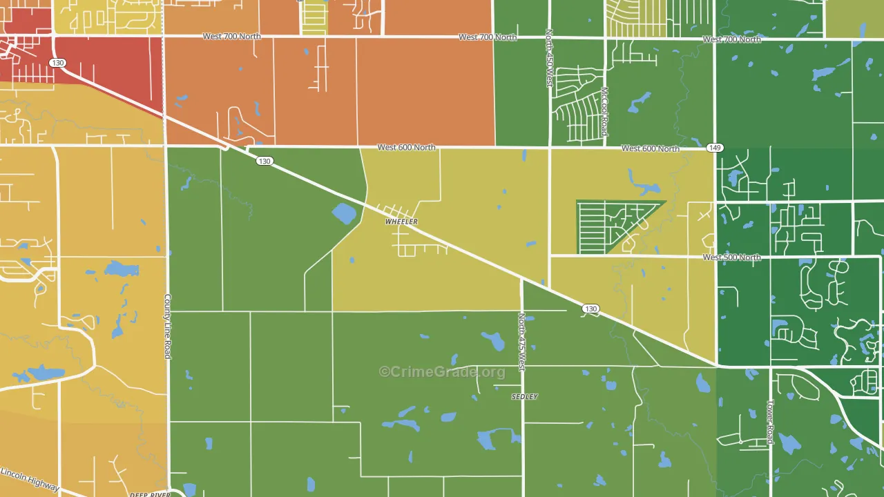 Wheeler, IN Map of Assault Rates