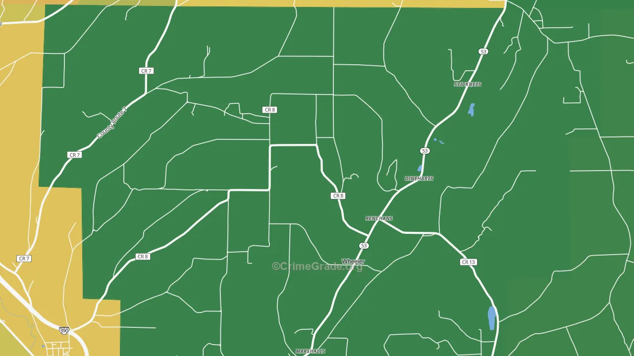 Wheeler, NY Map of Assault Rates