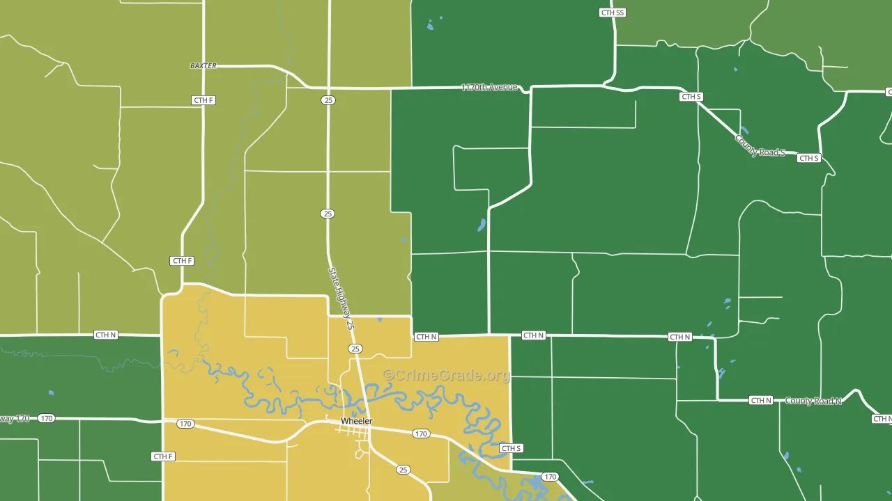 Wheeler, WI Map of Assault Rates