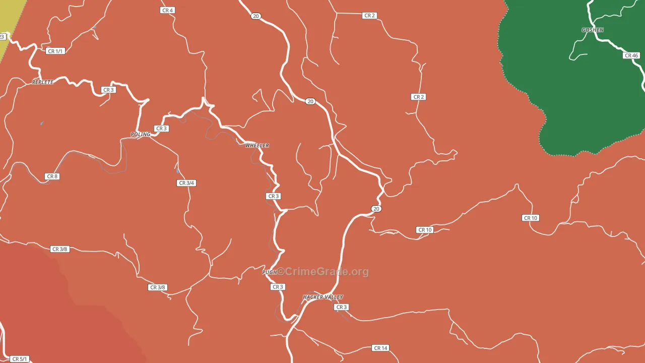 Wheeler, WV Map of Assault Rates
