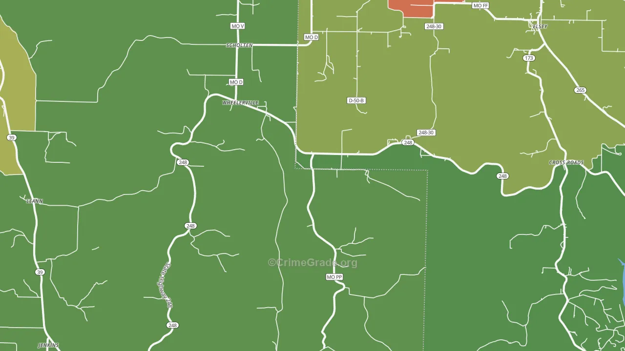 Wheelerville, MO Map of Assault Rates