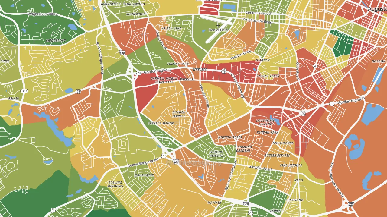 Wheeless Road, Augusta, GA Map of Assault Rates