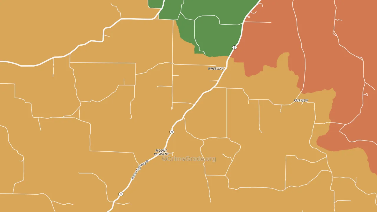 Wheeling, AR Map of Assault Rates