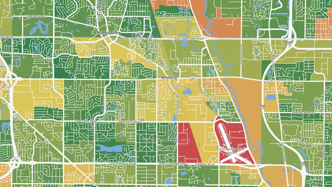 Wheeling, IL Map of Assault Rates
