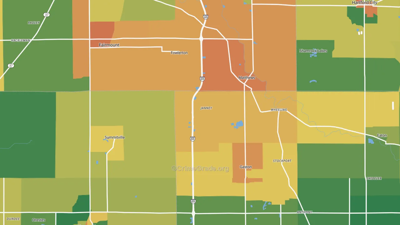 Wheeling, IN Map of Assault Rates