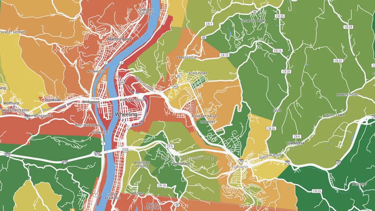 Wheeling, WV Map of Assault Rates