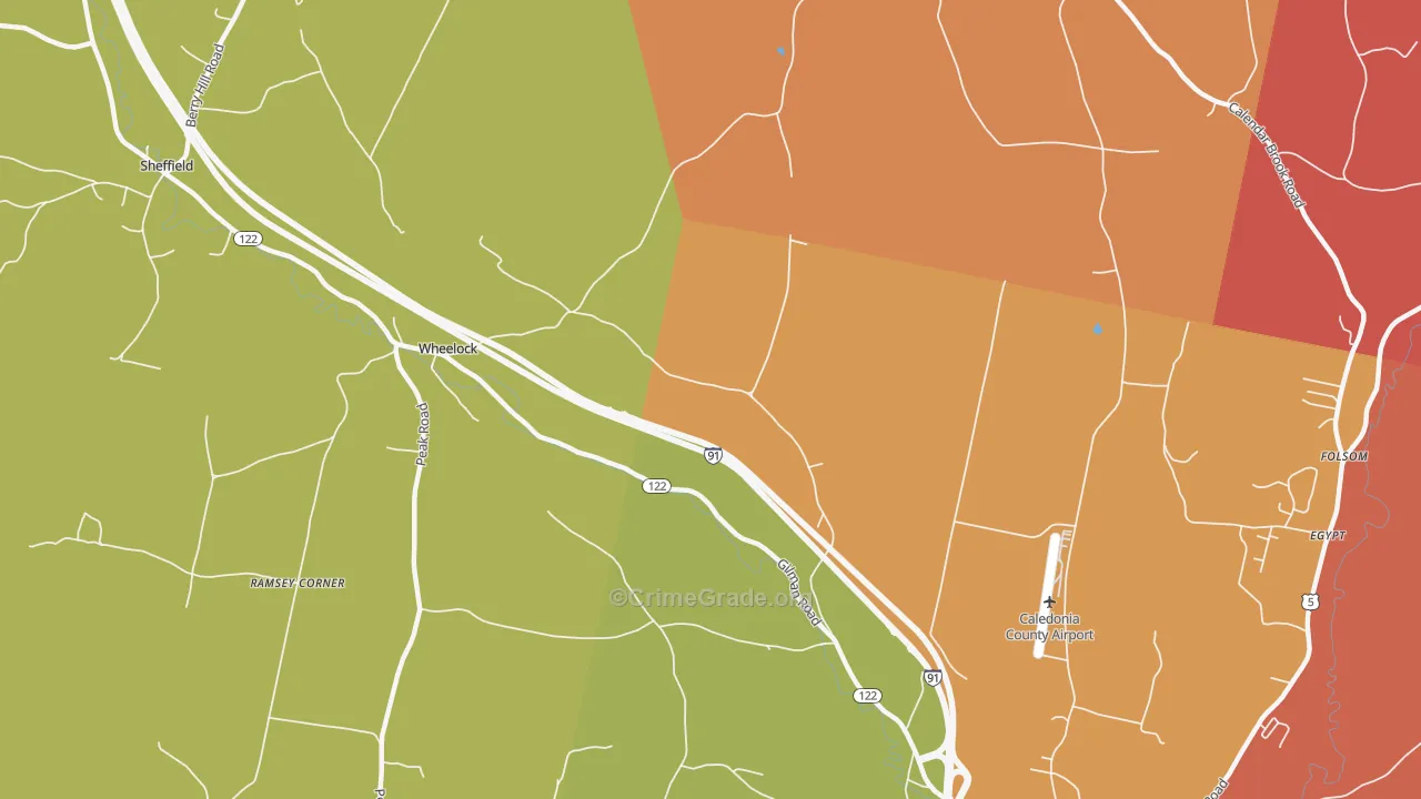 Wheelock, VT Map of Assault Rates