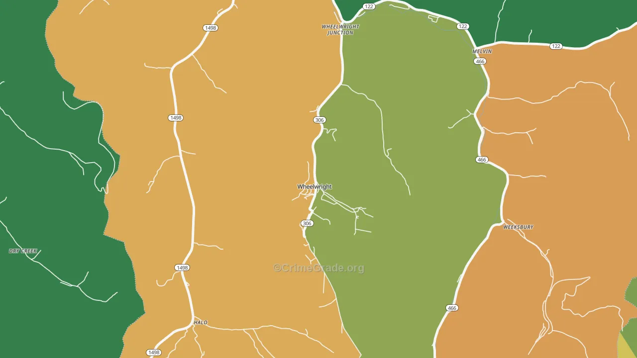 Wheelwright, KY Map of Assault Rates