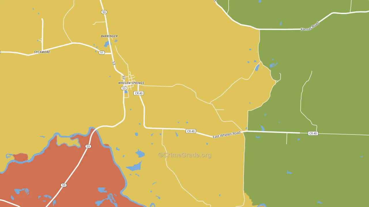 Whelen Springs, AR Map of Assault Rates