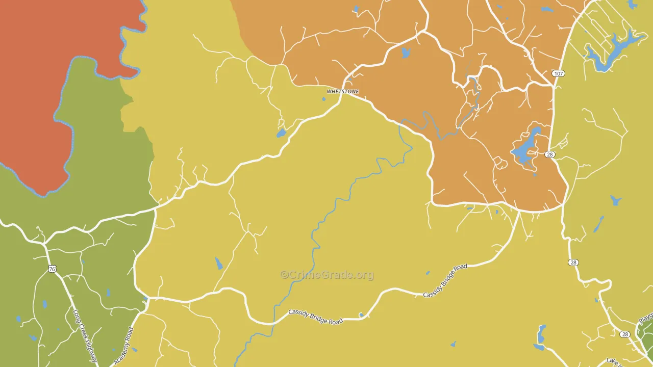 Whetstone, SC Map of Assault Rates