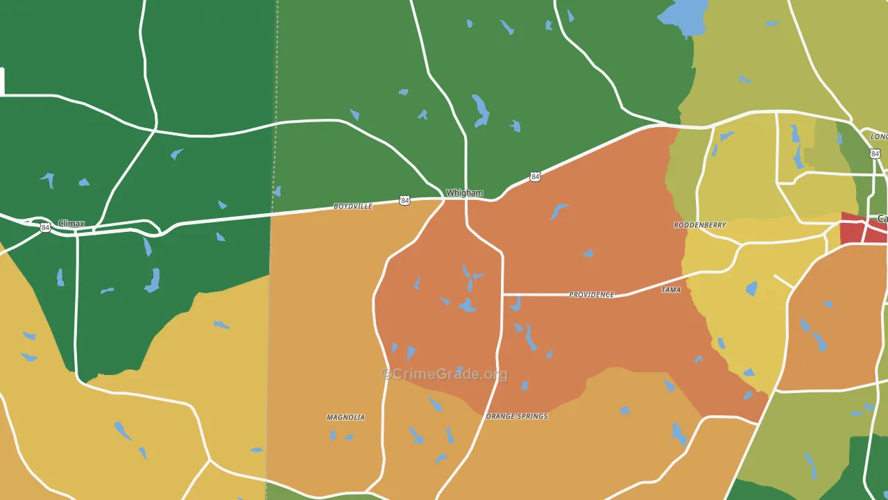 Whigham, GA Map of Assault Rates