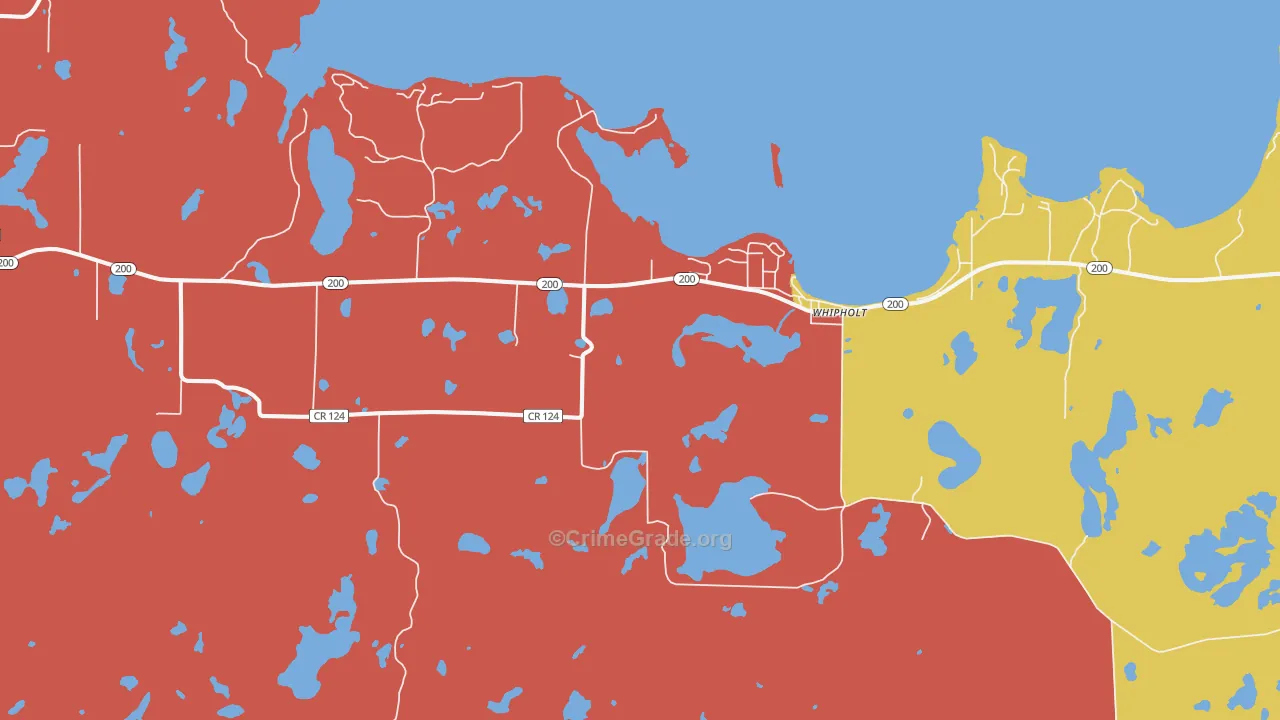 Whipholt, MN Map of Assault Rates