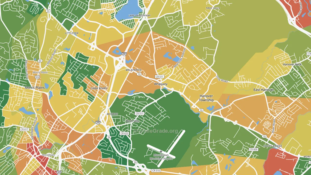 Whippany, NJ Map of Assault Rates