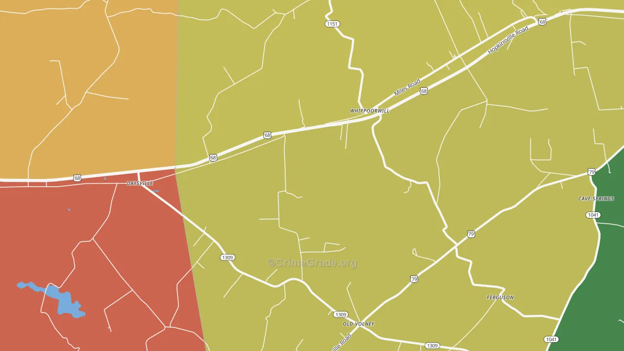 Whippoorwill, KY Map of Assault Rates