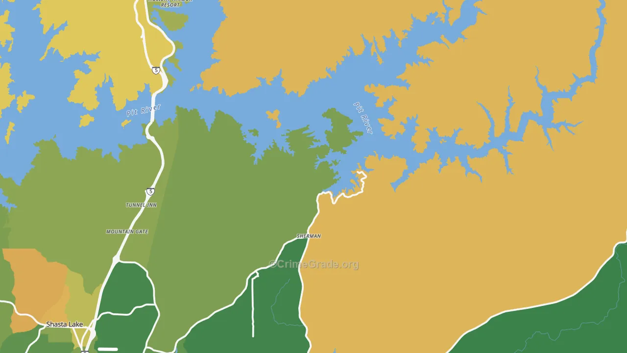 Whiskeytown, CA Map of Assault Rates