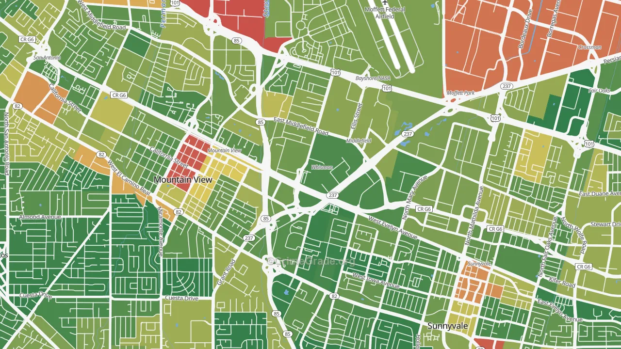 Whisman Station, Mountain View, CA Map of Assault Rates