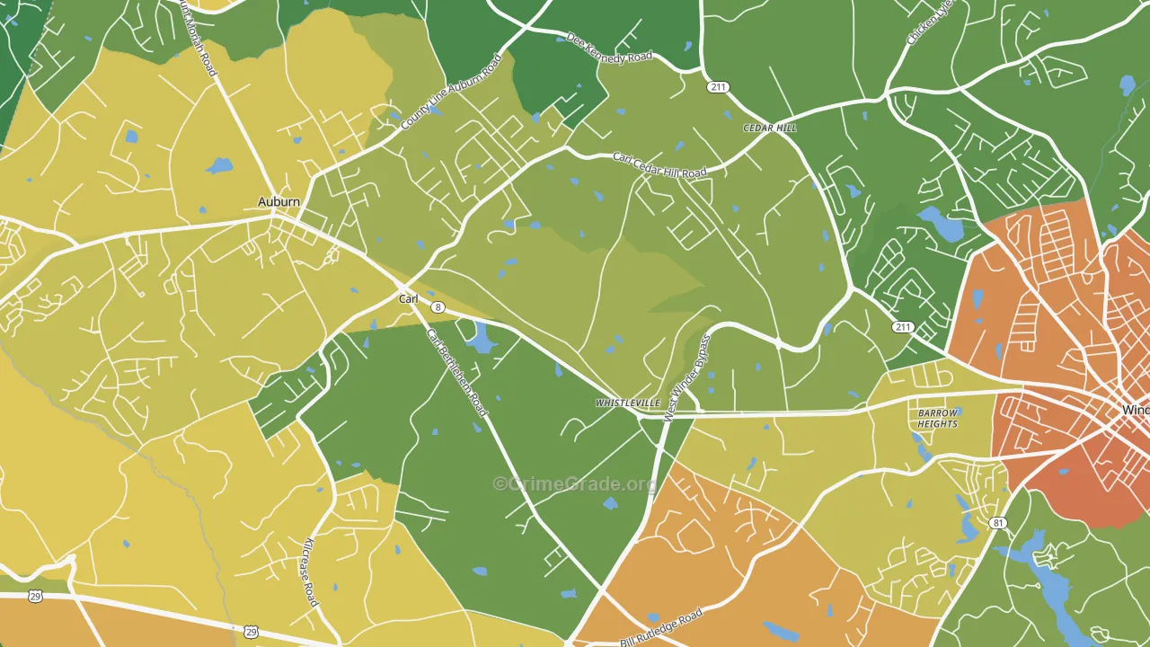 Whistleville, GA Map of Assault Rates