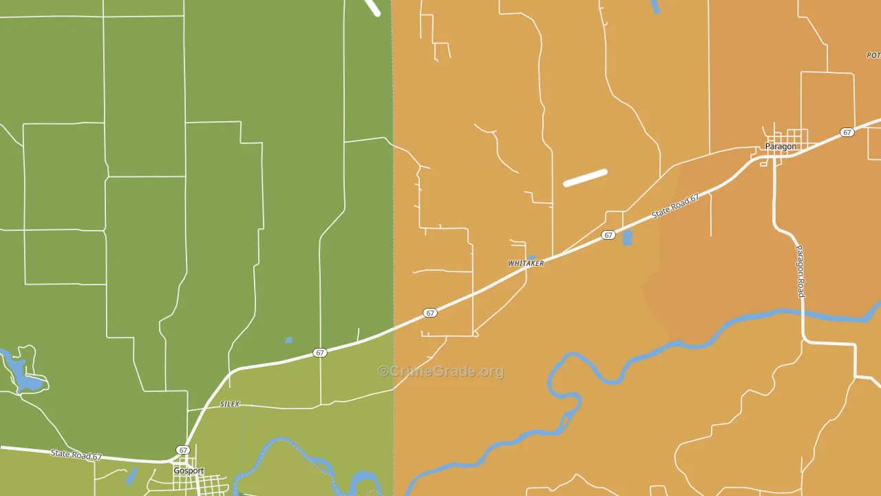 Whitaker, IN Map of Assault Rates