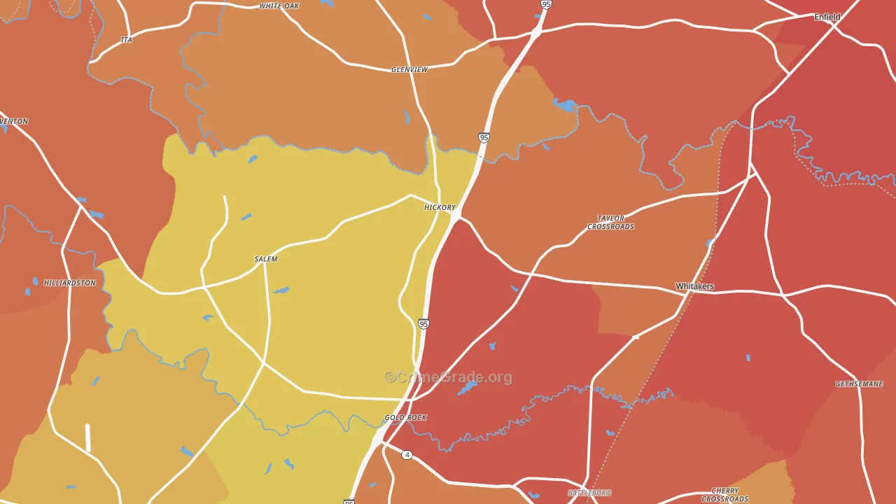Whitakers, NC Map of Assault Rates